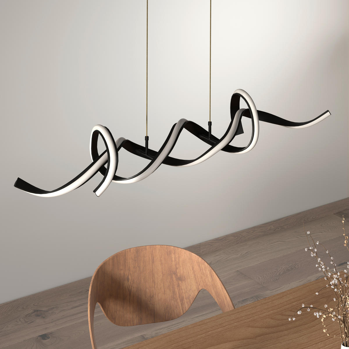 LED-HÄNGELEUCHTE Bracknell 120/22/120 cm   - Schwarz, Design, Kunststoff/Metall (120/22/120cm) - Novel