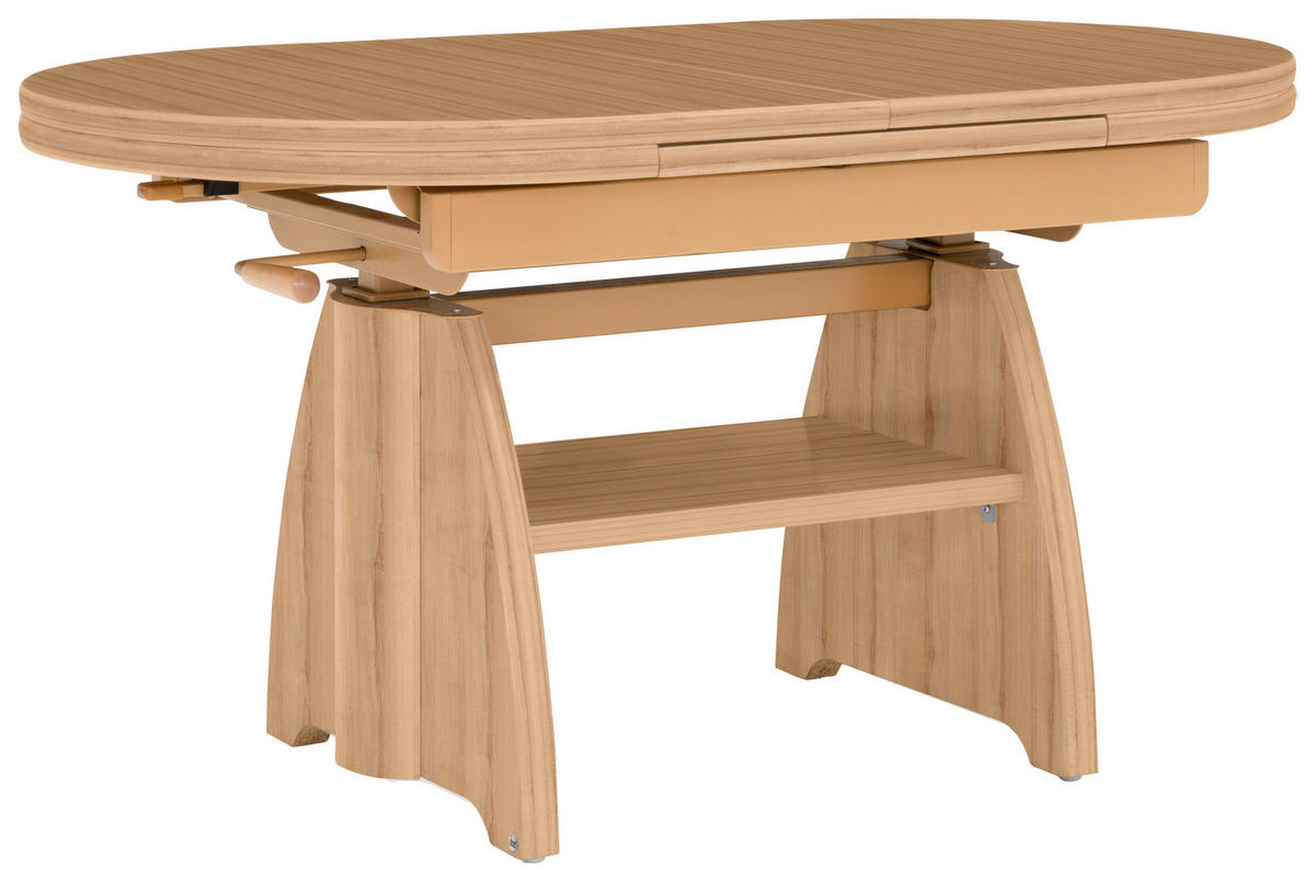 COUCHTISCH Eiche furniert 110-130,5/65/56-75 cm rechteckig Eichefarben  - Eichefarben, KONVENTIONELL, Holzwerkstoff/Metall (110-130,5/65/56-75cm) - Venda