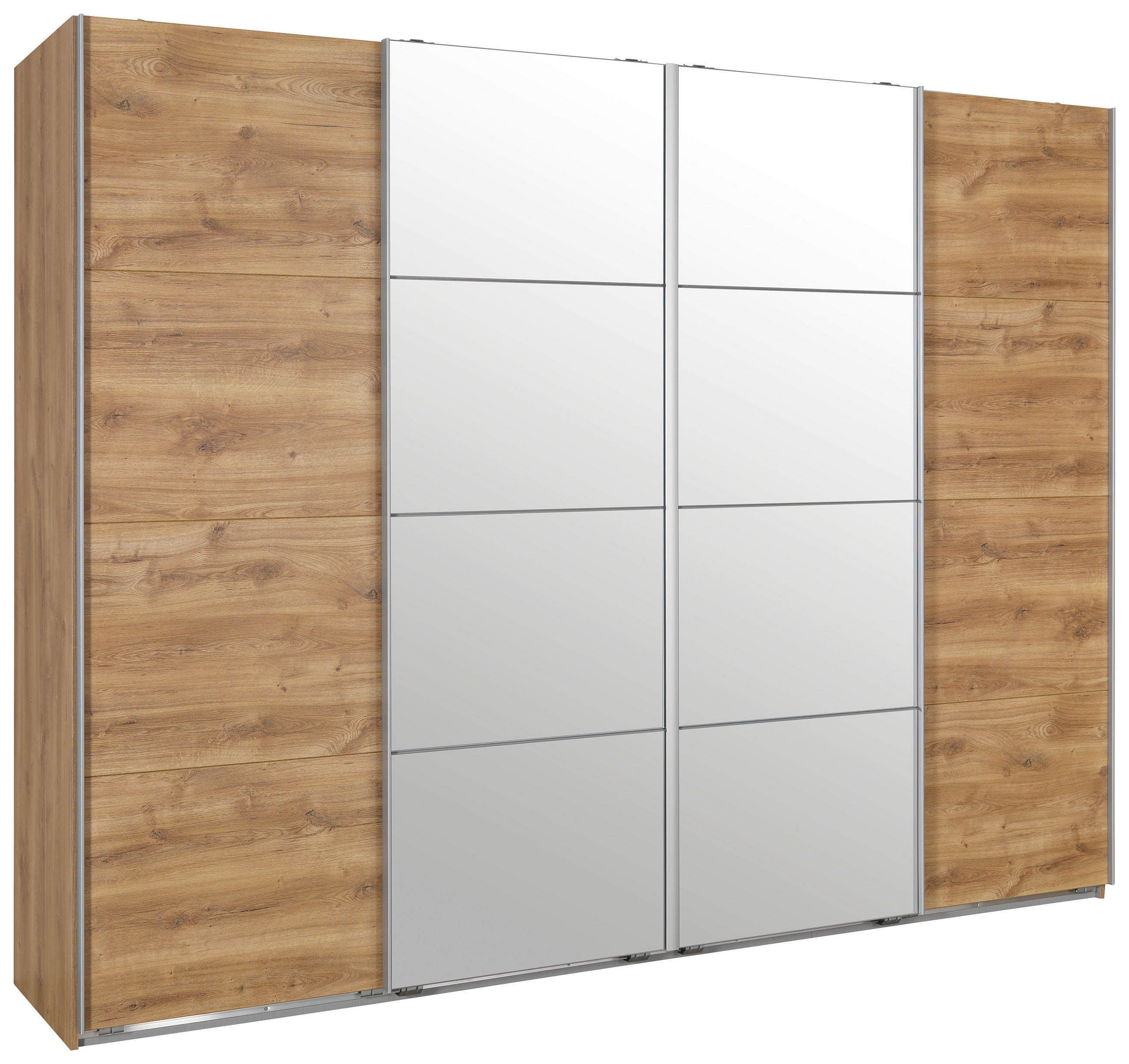 SKJUTDÖRRSGARDEROB i ekfärgad - alufärgad/ekfärgad, Design, metall/glas (270/210/65cm) - Ti'me