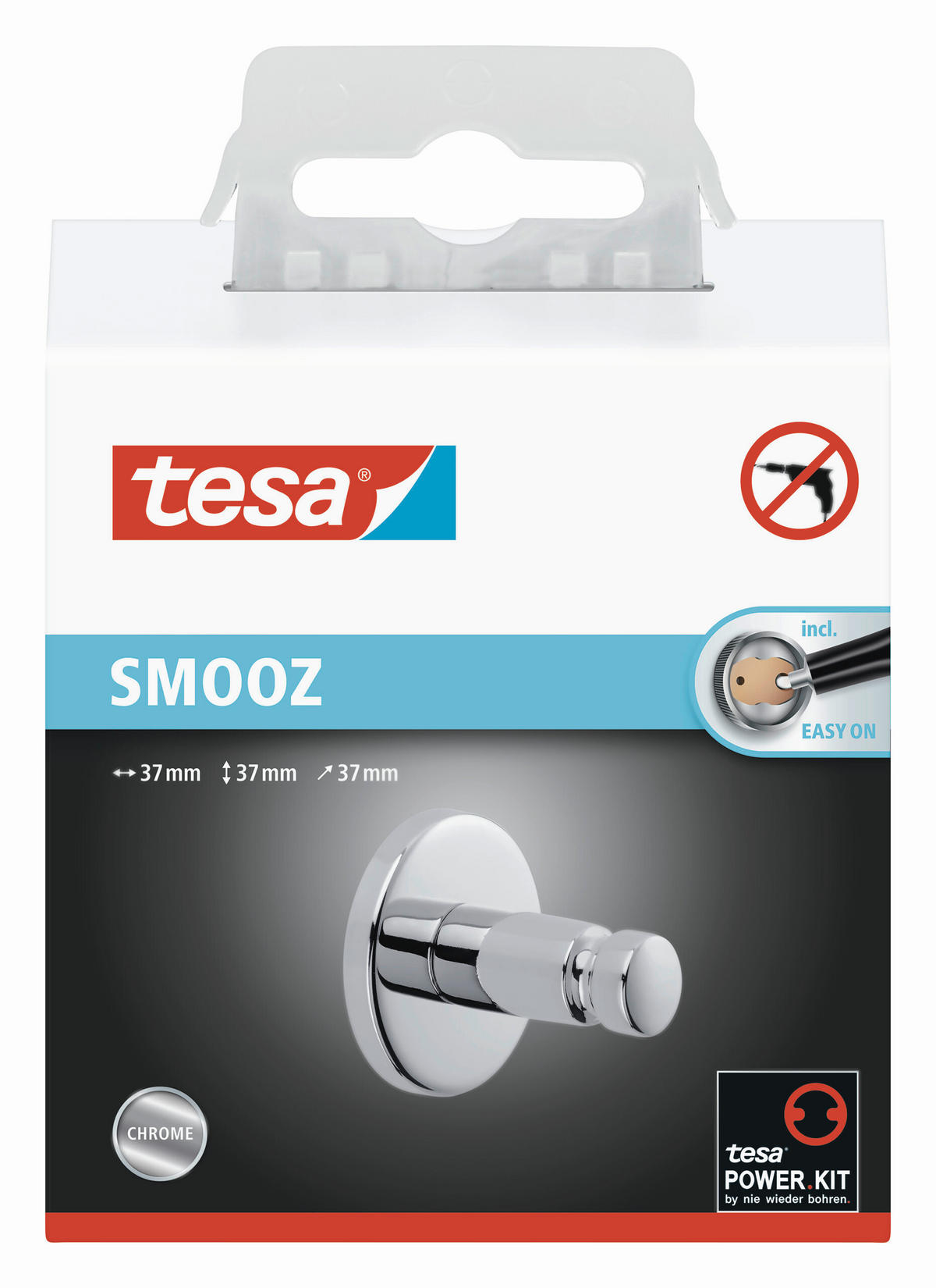 HANDTUCHHAKEN - Chromfarben, Trend, Metall (3,7/3,7/3,7cm) - Tesa