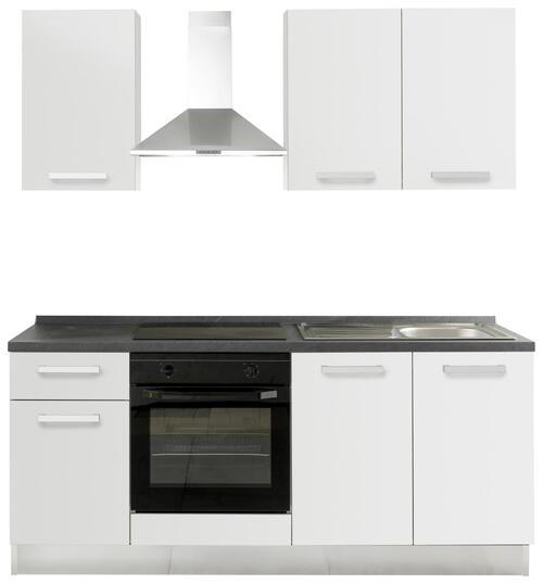 KÜCHENBLOCK 195 cm   in Grau, Weiß  - Edelstahlfarben/Alufarben, Basics, Holzwerkstoff (195cm) - MID.YOU