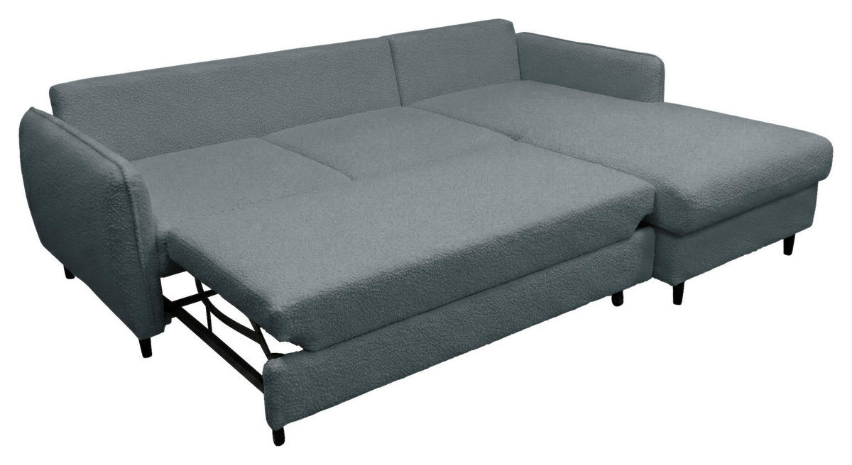 ECKSOFA LAPIT Grau Chenille Zierkissen, Rückenkissen, Bettkasten  - Schwarz/Grau, Design, Holz/Textil (240/170cm) - MID.YOU