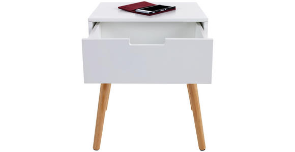 Nachtkästchen Levi B: 40 cm Weiß - Weiß/Naturfarben, MODERN, Holz/Holzwerkstoff (40/52/30cm) - Ombra