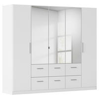 DREHTÜRENSCHRANK 226/197/54 cm,  in Weiß, 5-türig  - Alufarben/Weiß, KONVENTIONELL, Glas/Holzwerkstoff (226/197/54cm) - home24