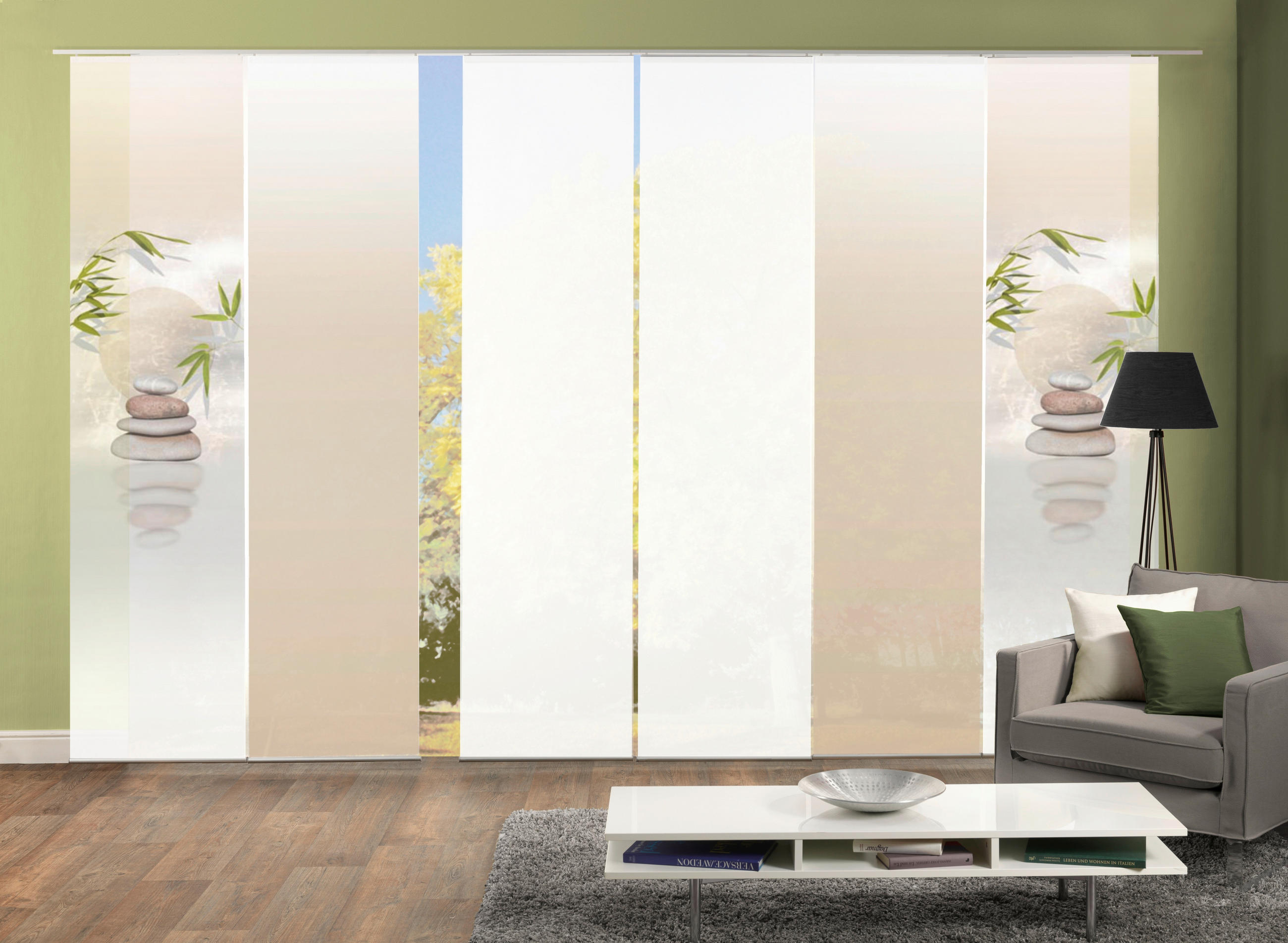 FLÄCHENVORHANG  6 Stück  halbtransparent   60/245 cm  - Naturfarben, Design, Textil (60/245cm)