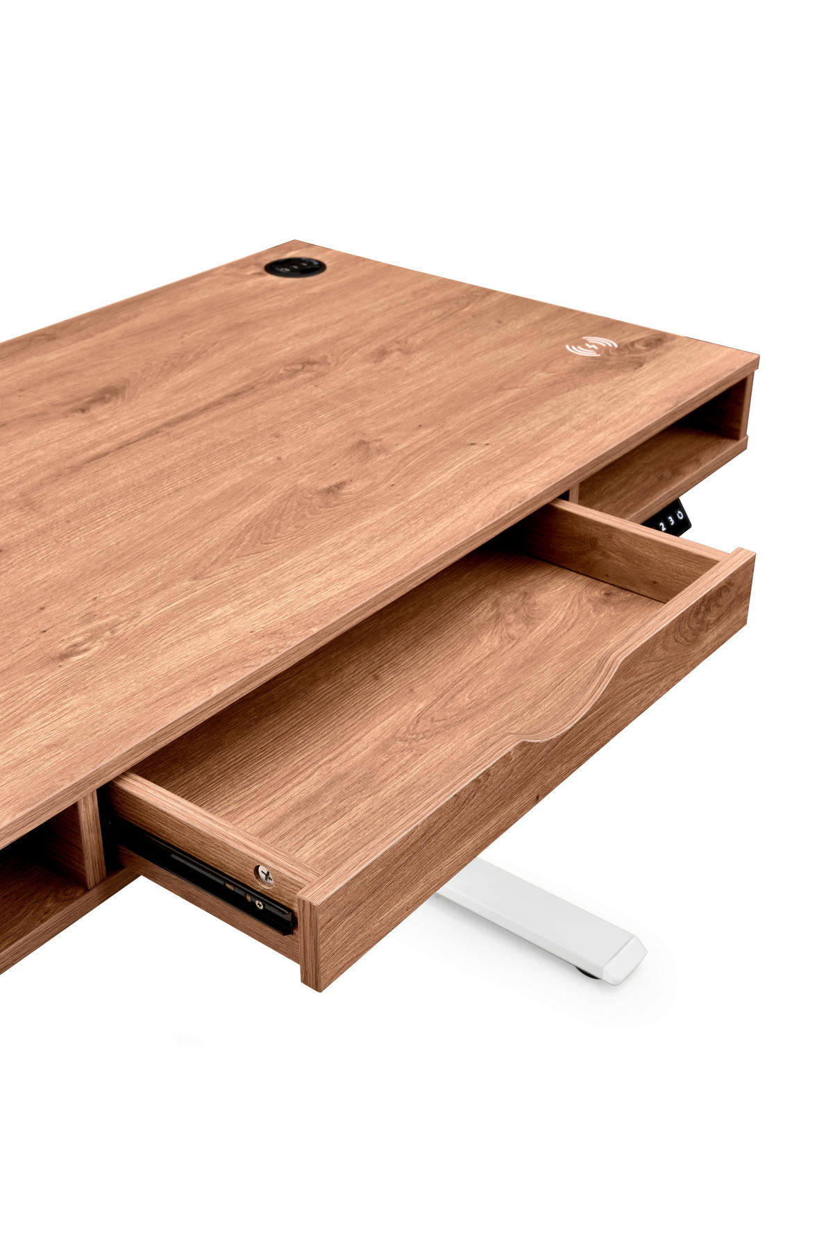 SCHREIBTISCH 120/60/72-110 cm  in Weiß, Eichefarben  - Eichefarben/Weiß, MODERN, Holz/Metall (120/60/72-110cm) - MID.YOU