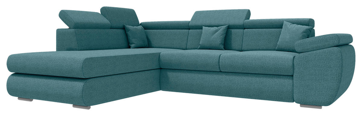 ECKSOFA Petrol Struktur  - Chromfarben/Petrol, KONVENTIONELL, Kunststoff/Textil (205/282cm) - Carryhome