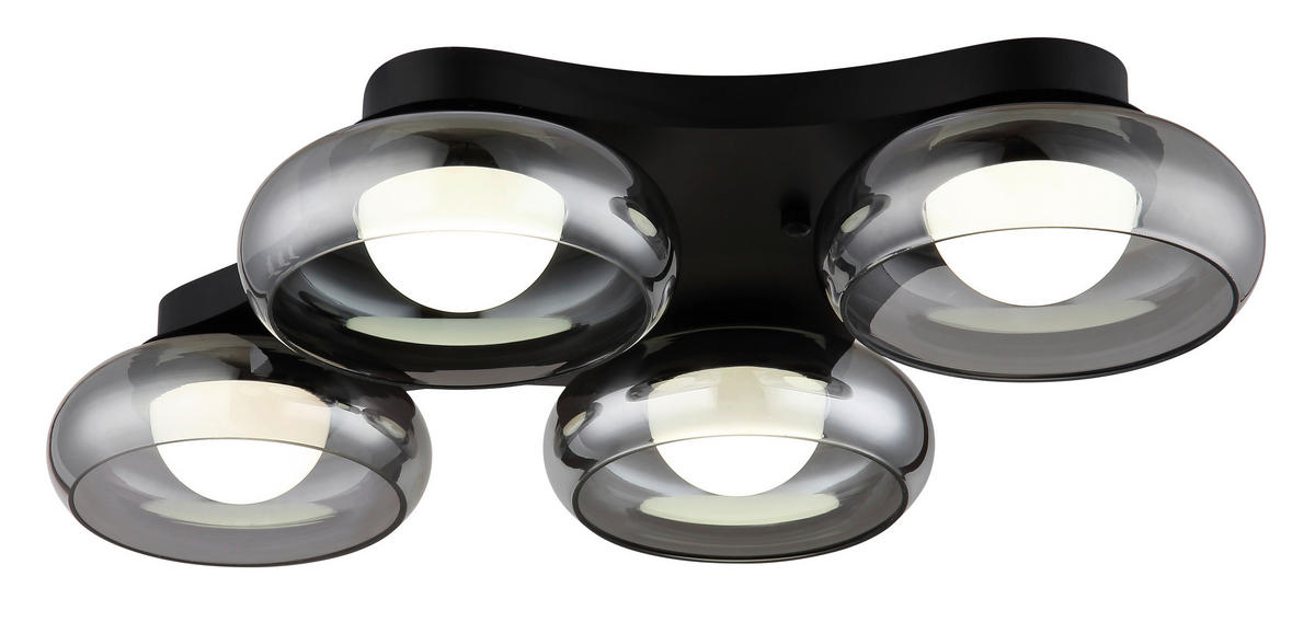 LED-DECKENLEUCHTE 65/46/10 cm   - Schwarz/Weiß, Design, Glas/Kunststoff (65/46/10cm) - Globo
