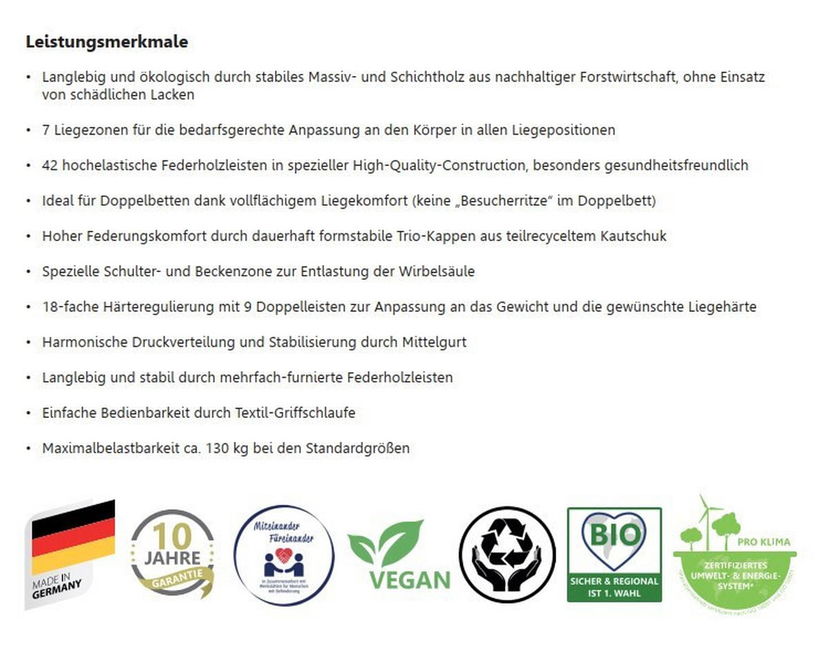 LATTENROST 140/200 cm  - Naturfarben/Braun, Basics, Holz/Kunststoff (140/200cm) - Bio:Vio