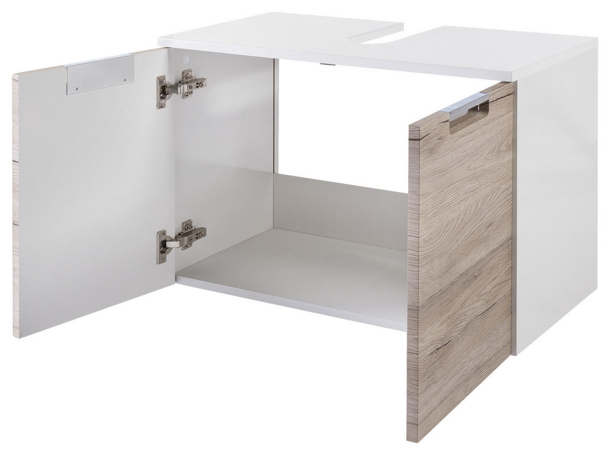 WASCHBECKENUNTERSCHRANK 65,0/46,5/35,0 cm  - Chromfarben/Eichefarben, MODERN, Holzwerkstoff/Metall (65,0/46,5/35,0cm) - MID.YOU