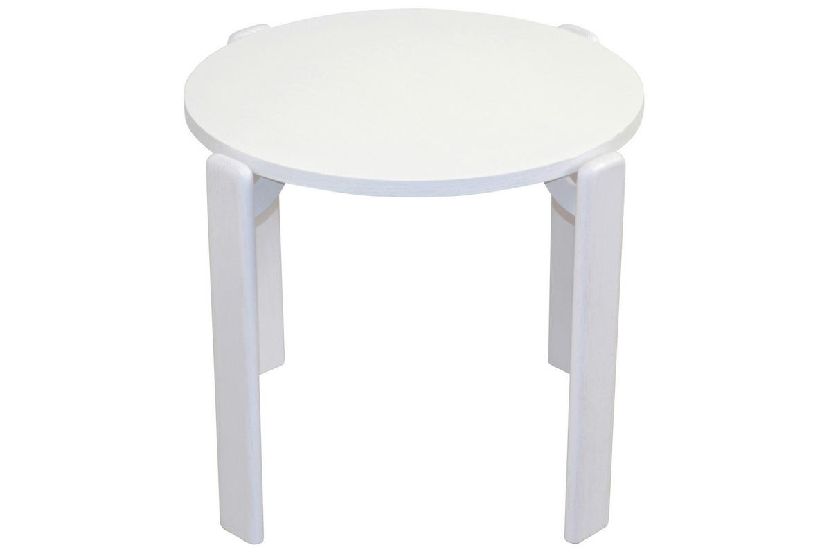 BEISTELLTISCH 56/56/46 cm Eiche furniert Weiß rund  - Weiß, Design, Holz/Holzwerkstoff (56/56/46cm) - MID.YOU