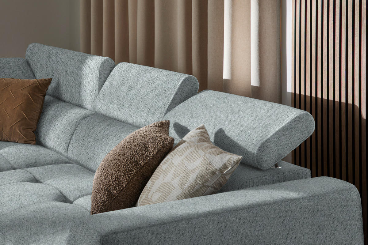 ECKSOFA Ottomane links, Eckteil  Grau Struktur  - Schwarz/Grau, Design, Kunststoff/Textil (205/284cm) - Xora