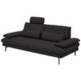 3-SITZER-SOFA in Leder Dunkelbraun  - Dunkelbraun/Schwarz, Design, Leder/Metall (222/86/104cm) - Dieter Knoll