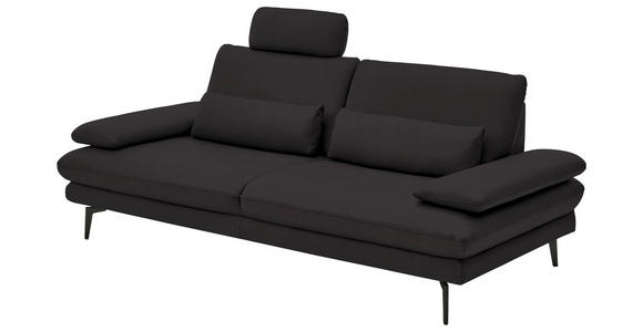 3-SITZER-SOFA in Leder Dunkelbraun - Dunkelbraun/Schwarz, Design, Leder/Metall (222/86/104cm) - Dieter Knoll