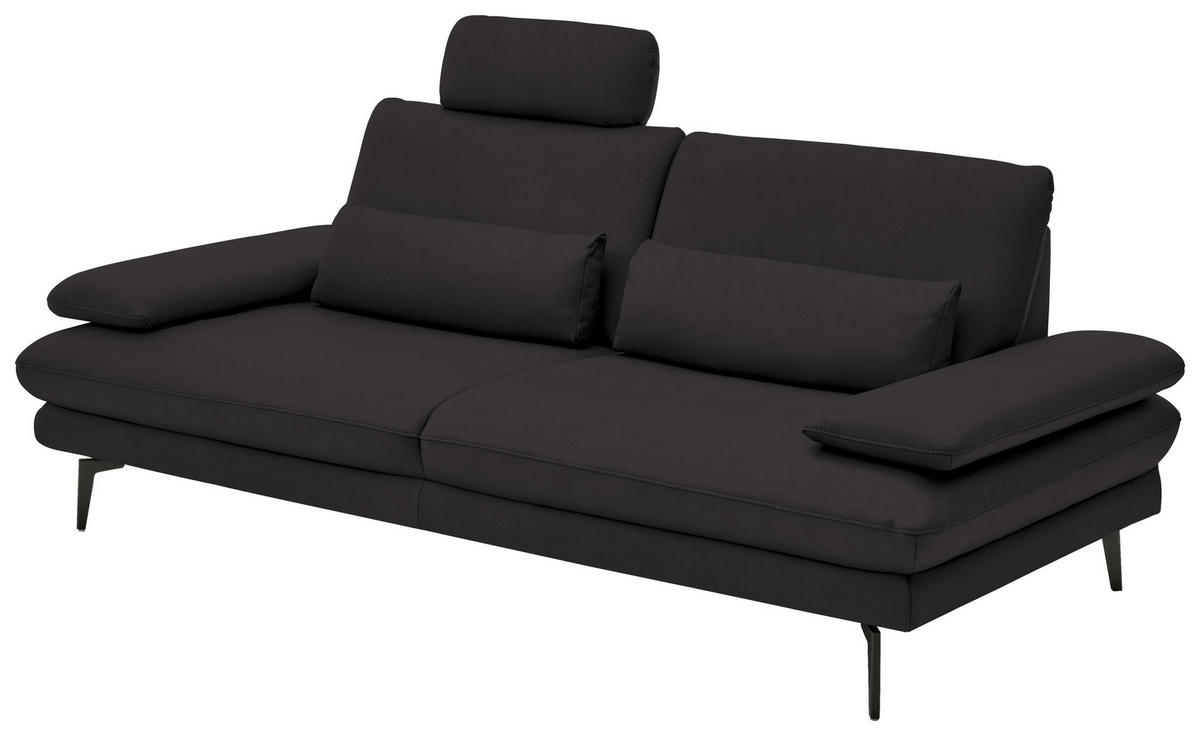 3-SITZER-SOFA in Echtleder Dunkelbraun  - Dunkelbraun/Schwarz, Design, Leder/Metall (222/86/104cm) - Dieter Knoll