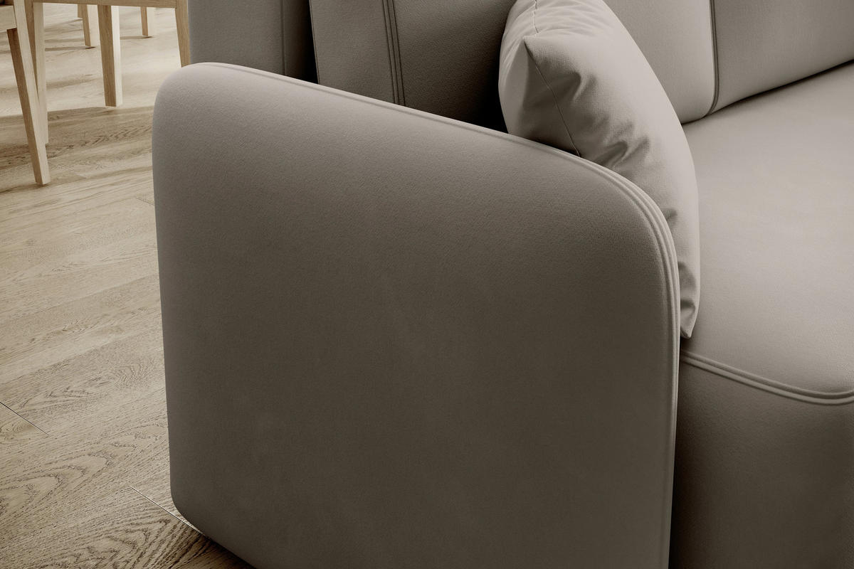 ECKSOFA Beige Plüsch  - Beige/Schwarz, Design, Kunststoff/Textil (206/150cm) - P & B