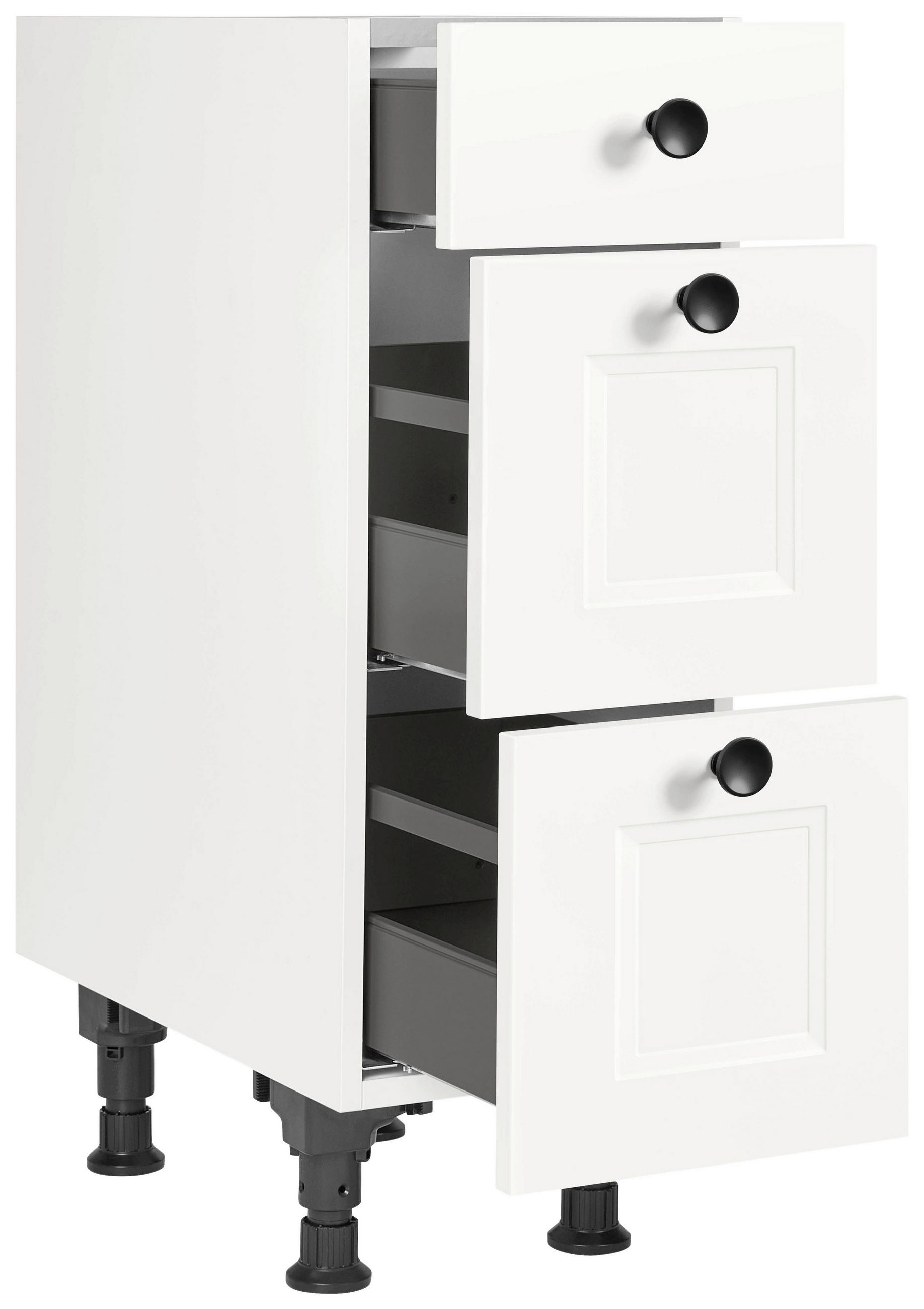 SCHUBKASTENUNTERSCHRANK 30/87/56 cm  in Weiß  - Schwarz/Weiß, MODERN, Holzwerkstoff/Metall (30/87/56cm) - Nobilia