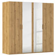 DREHTÜRENSCHRANK 201/197/60 cm 4-türig Eichefarben  - Eichefarben/Silberfarben, Design, Glas/Holzwerkstoff (201/197/60cm) - Novel