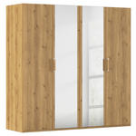DREHTÜRENSCHRANK 201/197/60 cm 4-türig Eichefarben  - Eichefarben/Silberfarben, Design, Glas/Holzwerkstoff (201/197/60cm) - Novel
