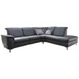 ECKSOFA in Echtleder Anthrazit - Chromfarben/Anthrazit, KONVENTIONELL, Leder/Metall (292/242cm) - Cantus