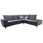 ECKSOFA in Echtleder Anthrazit  - Chromfarben/Anthrazit, KONVENTIONELL, Leder/Metall (292/242cm) - Cantus