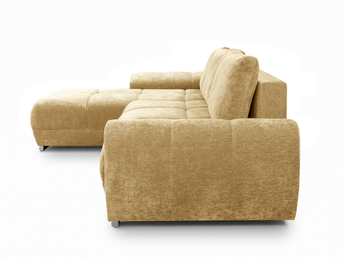 ECKSOFA  in Chenille Senfgelb  - Chromfarben/Senfgelb, KONVENTIONELL, Kunststoff/Textil (183/290cm) - Xora