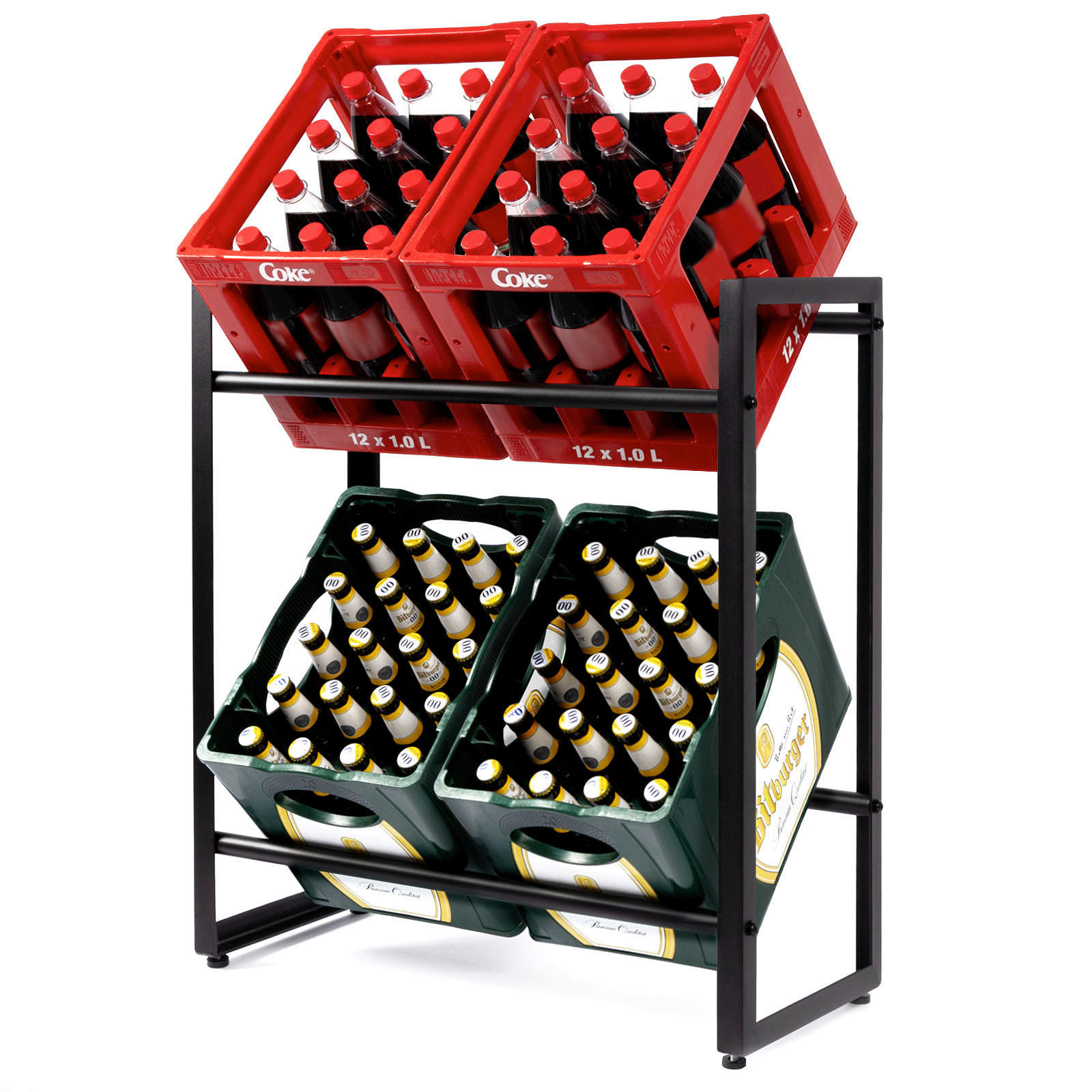 FLASCHENREGAL  - Schwarz Hochglanz, Basics, Metall (32/70/79cm) - Floordirekt