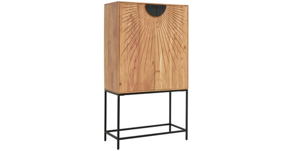 HIGHBOARD in 90/160/42 cm - Schwarz/Akaziefarben, Trend, Holz/Metall (90/160/42cm) - Ambia Home