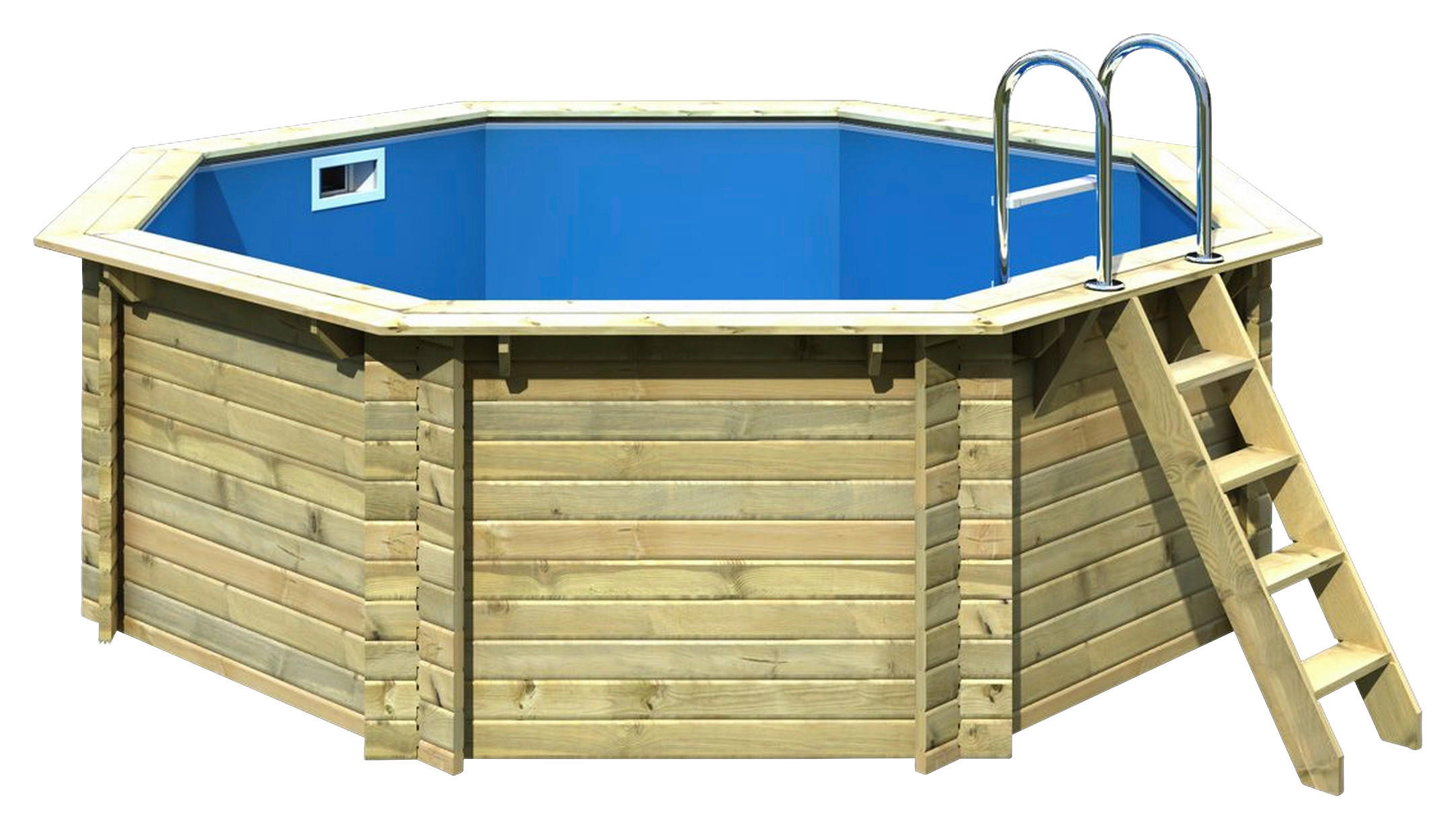 POOL Ibiza 1 400/124 cm  - Blau/Naturfarben, Basics, Holz (400/124cm) - Karibu