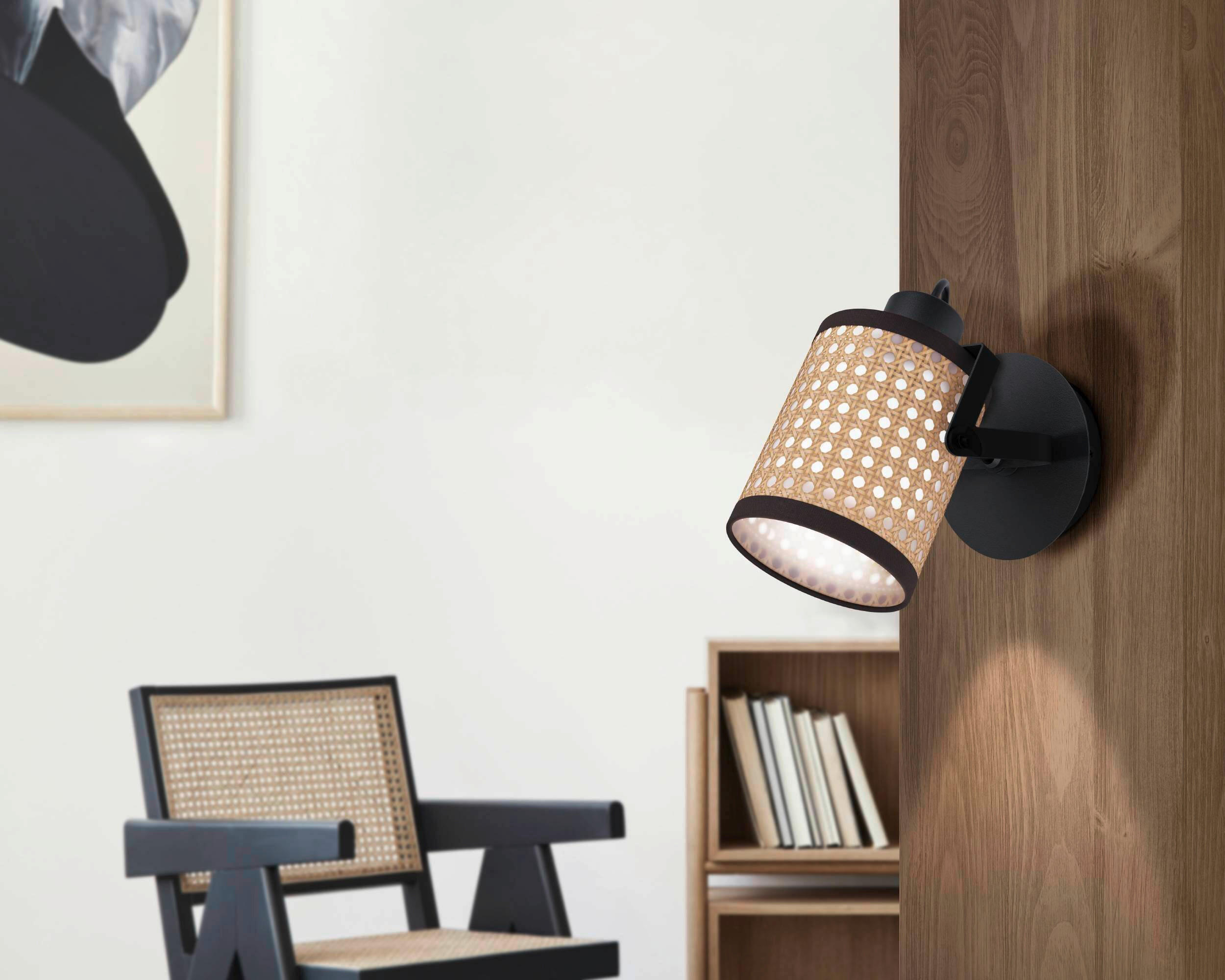 VÄGGLAMPA Ruscomb 13,5/17,5 cm   - svart/naturfärgad, Basics, metall/papper (13,5/17,5cm) - Eglo