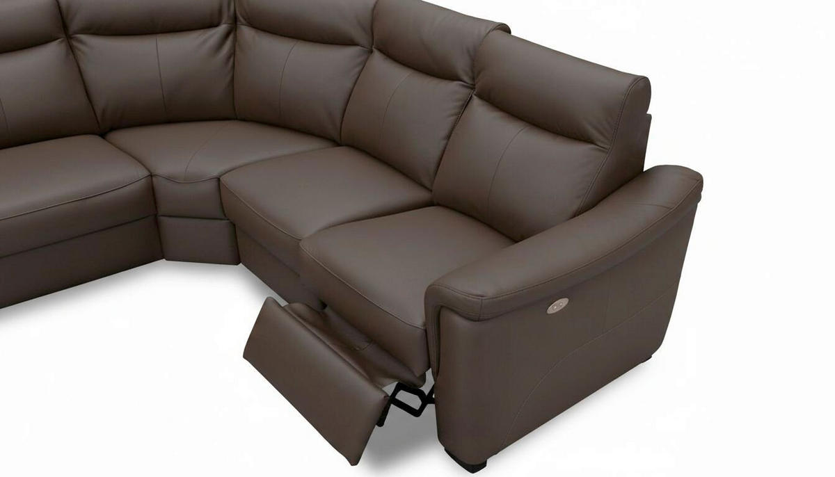 ECKSOFA Dunkelbraun Echtleder Lederlook Bettkasten, Rücken echt, Relaxfunktion  - Wengefarben/Dunkelbraun, Design, Leder/Holz (229/260cm) - Livetastic