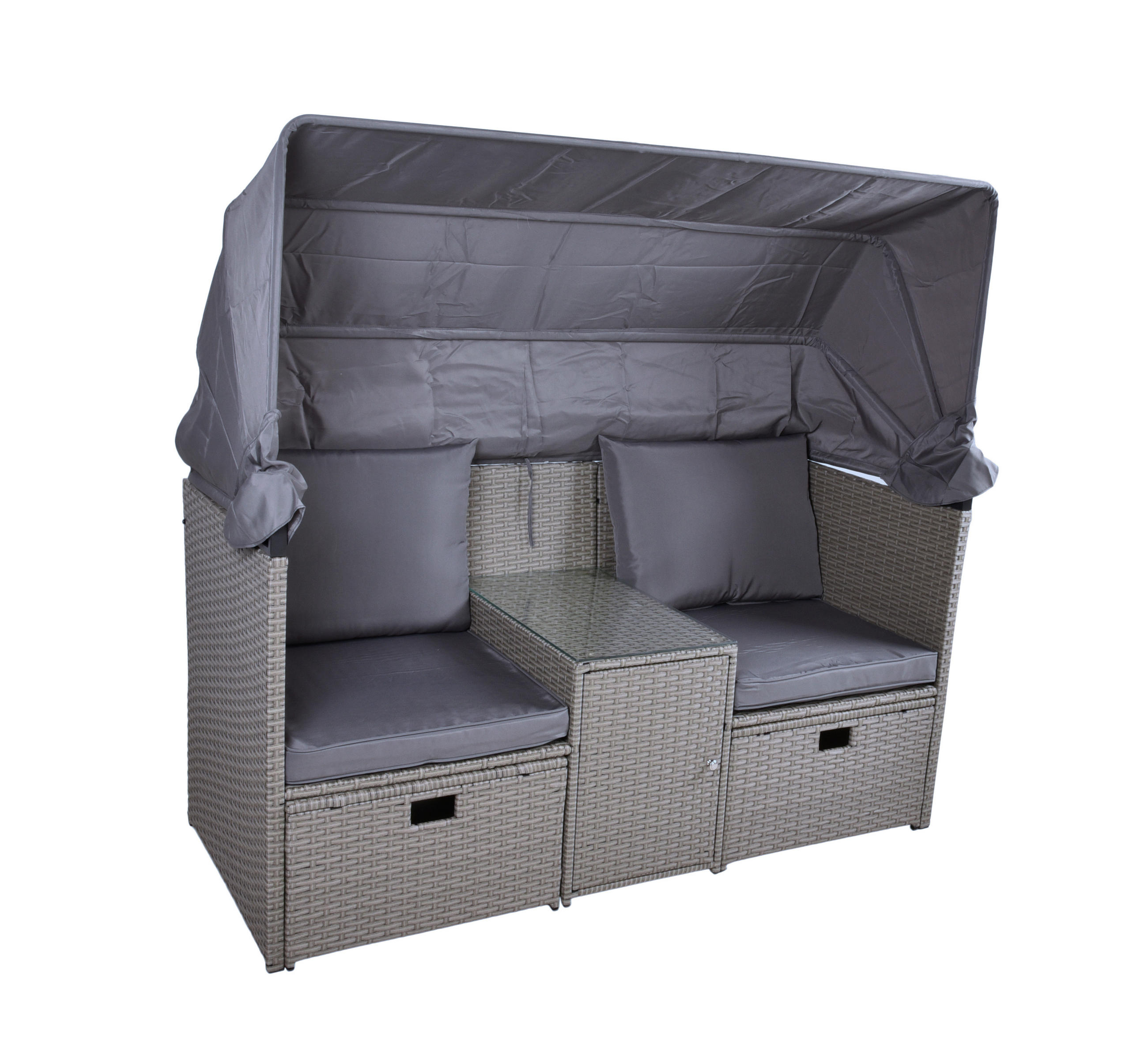 LOUNGEGARNITUR Stahl  - Grau/Grün, Basics, Kunststoff/Textil - Gardenson