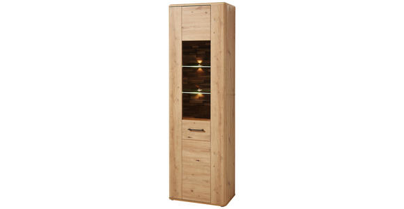 VITRINE in Eichefarben - Eichefarben/Schwarz, KONVENTIONELL, Glas/Holzwerkstoff (60/198/38cm) - Cantus