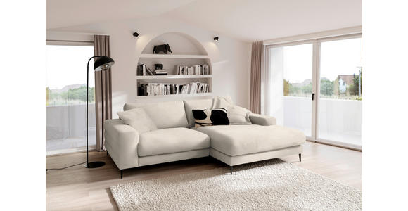 ECKSOFA  in Flachgewebe Beige  253/177 cm  - Beige/Schwarz, Design, Textil/Metall (253/177cm) - Dieter Knoll