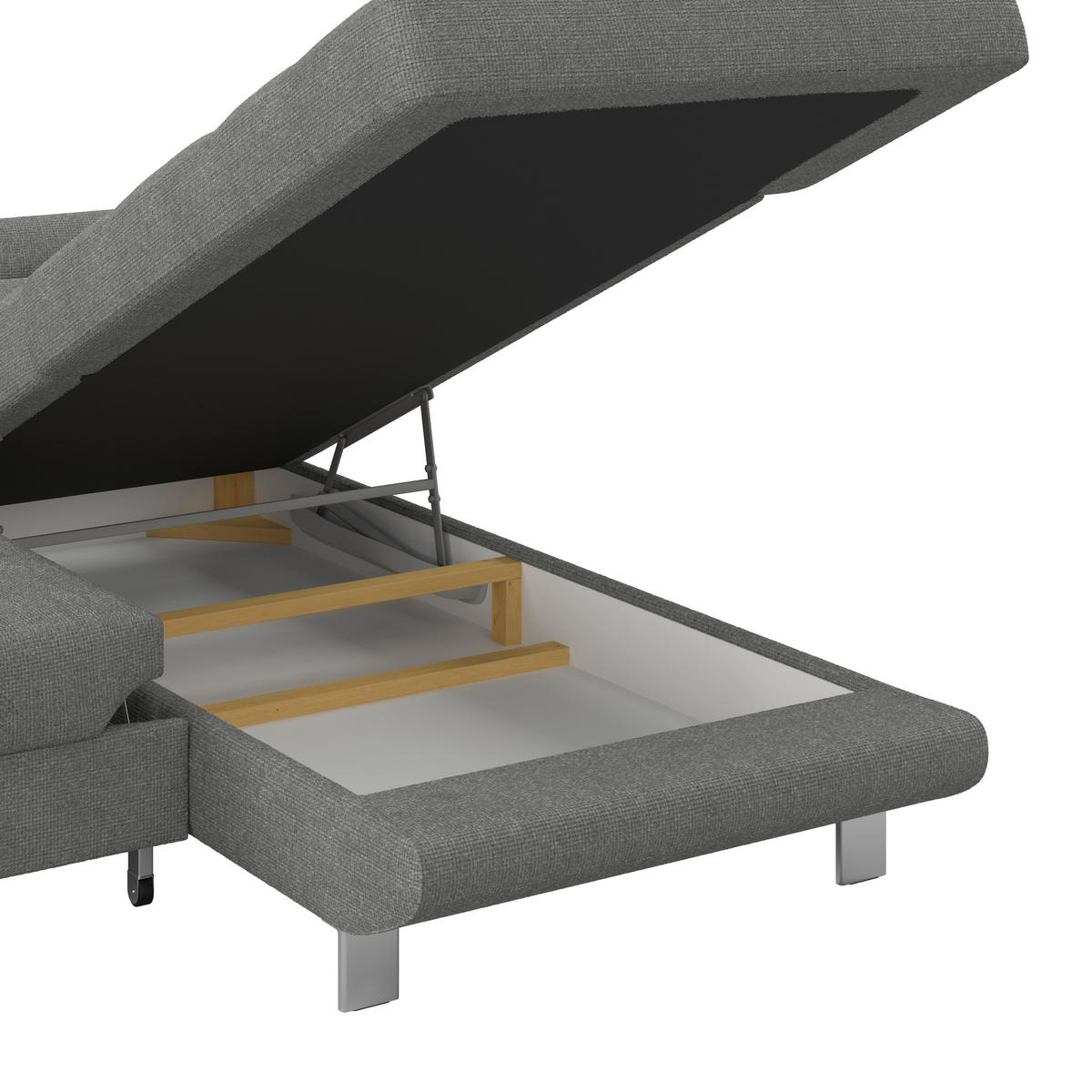 ECKSOFA Dunkelgrau Drell  - Dunkelgrau, MODERN, Textil/Metall (270/230cm) - MID.YOU