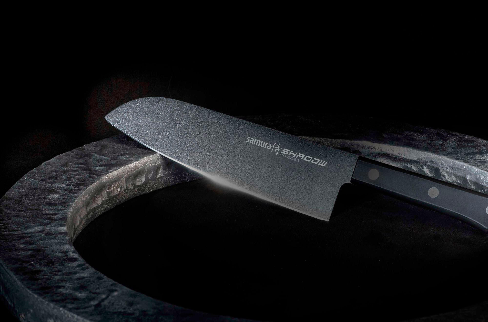 NOŽ SANTOKU  SHADOW        29,5 cm    nerjaveče jeklo - črna, Basics, kovina/umetna masa (29,5cm) - Samura