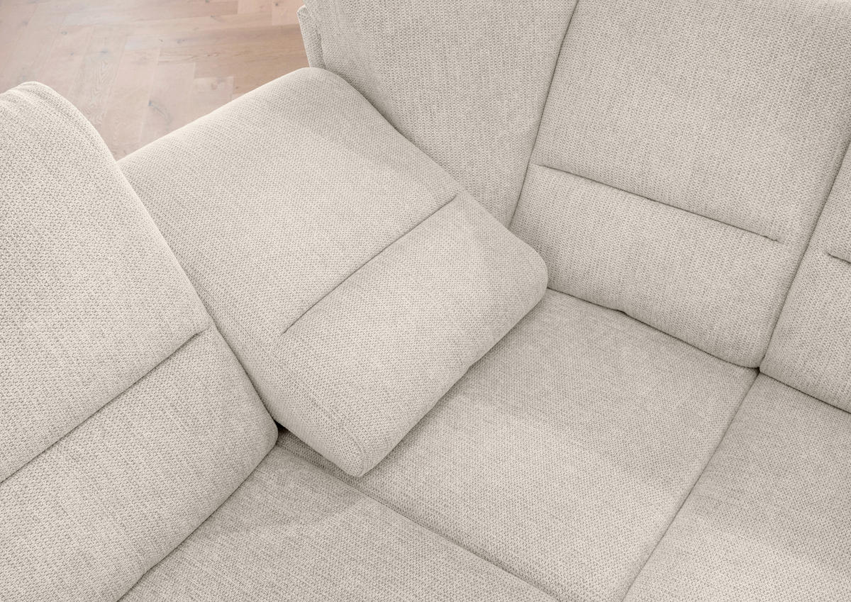 ECKSOFA in Chenille Beige  275/236 cm  - Chromfarben/Beige, MODERN, Textil/Metall (275/236cm) - Livetastic