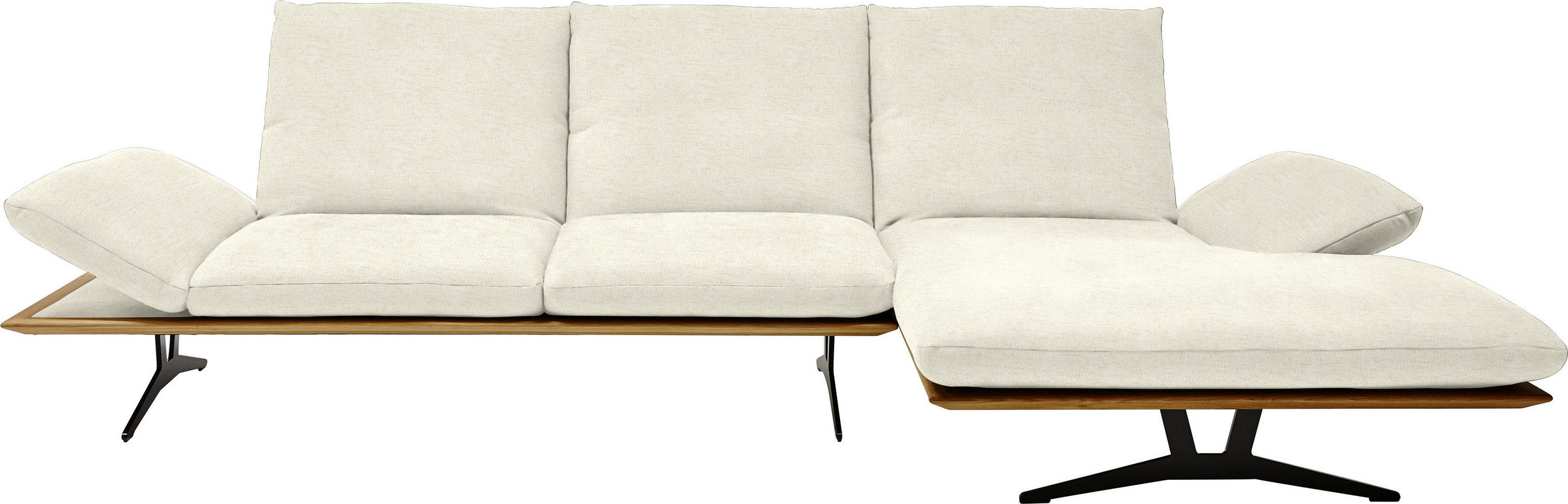 ECKSOFA in Flachgewebe Creme  - Creme/Schwarz, Design, Holz/Textil (314/159cm) - Dieter Knoll