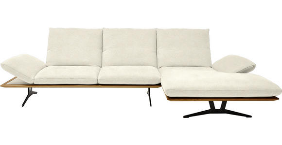 ECKSOFA in Flachgewebe Creme 314/159 cm - Creme/Schwarz, Design, Holz/Textil (314/159cm) - Dieter Knoll