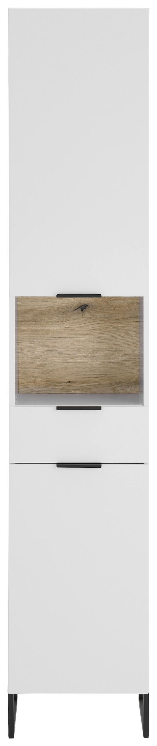 HOCHSCHRANK 38/195/32 cm  - Eichefarben/Schwarz, KONVENTIONELL, Holzwerkstoff/Metall (38/195/32cm) - home24