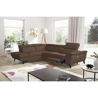 ECKSOFA DALLAS in Echtleder Dunkelbraun  228/283 cm  - Dunkelbraun/Schwarz, Design, Leder/Metall (228/283cm) - Livetastic