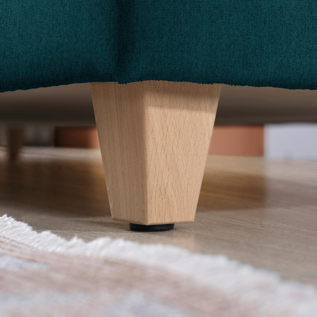 ECKSOFA in Flachgewebe Petrol  261/203 cm  - Eichefarben/Petrol, KONVENTIONELL, Holz/Textil (261/203cm) - Sedda
