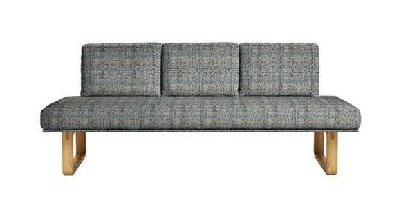 SITZBANK 224/92/78 cm  in Blau, Olivgrün  - Blau/Eichefarben, Design, Holz/Textil (224/92/78cm) - Dieter Knoll