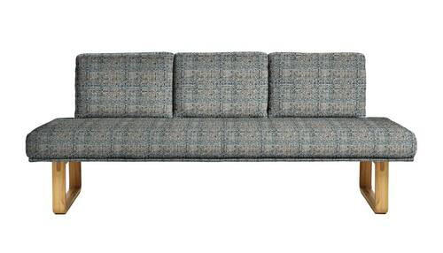 SITZBANK 224/92/78 cm  in Blau, Olivgrün  - Blau/Eichefarben, Design, Holz/Textil (224/92/78cm) - Dieter Knoll