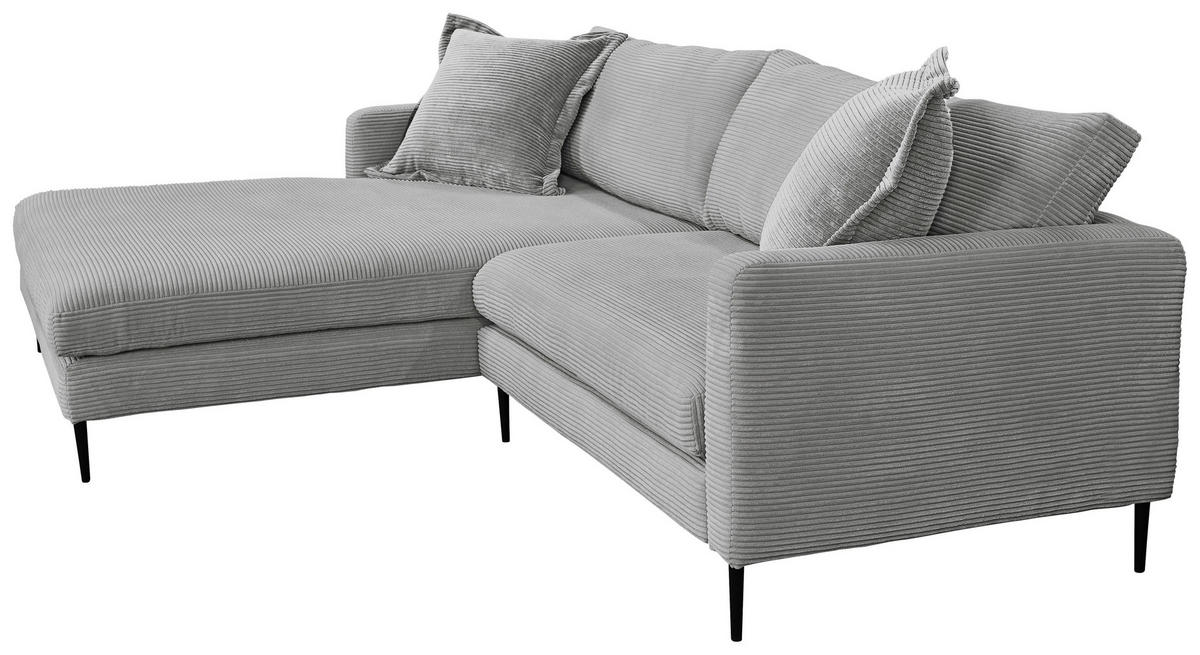 ECKSOFA in Cord Grau  - Schwarz/Grau, Design, Textil/Metall (193/268cm) - P & B
