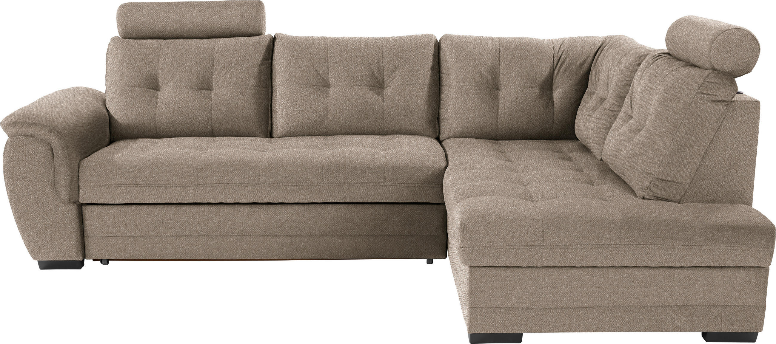 ECKSOFA Beige Webstoff  - Dunkelbraun/Beige, KONVENTIONELL, Kunststoff/Textil (251/183cm) - Livetastic