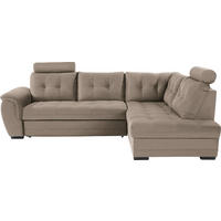 ECKSOFA Beige Webstoff  - Dunkelbraun/Beige, KONVENTIONELL, Kunststoff/Textil (251/183cm) - Livetastic