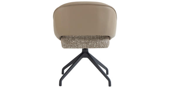 ARMLEHNSTUHL  Sitzfläche 360° drehbar, automatische Rückholfunktion Webstoff Echtleder  - Beige/Schwarz, Design, Leder/Textil (61/81/66cm) - Dieter Knoll