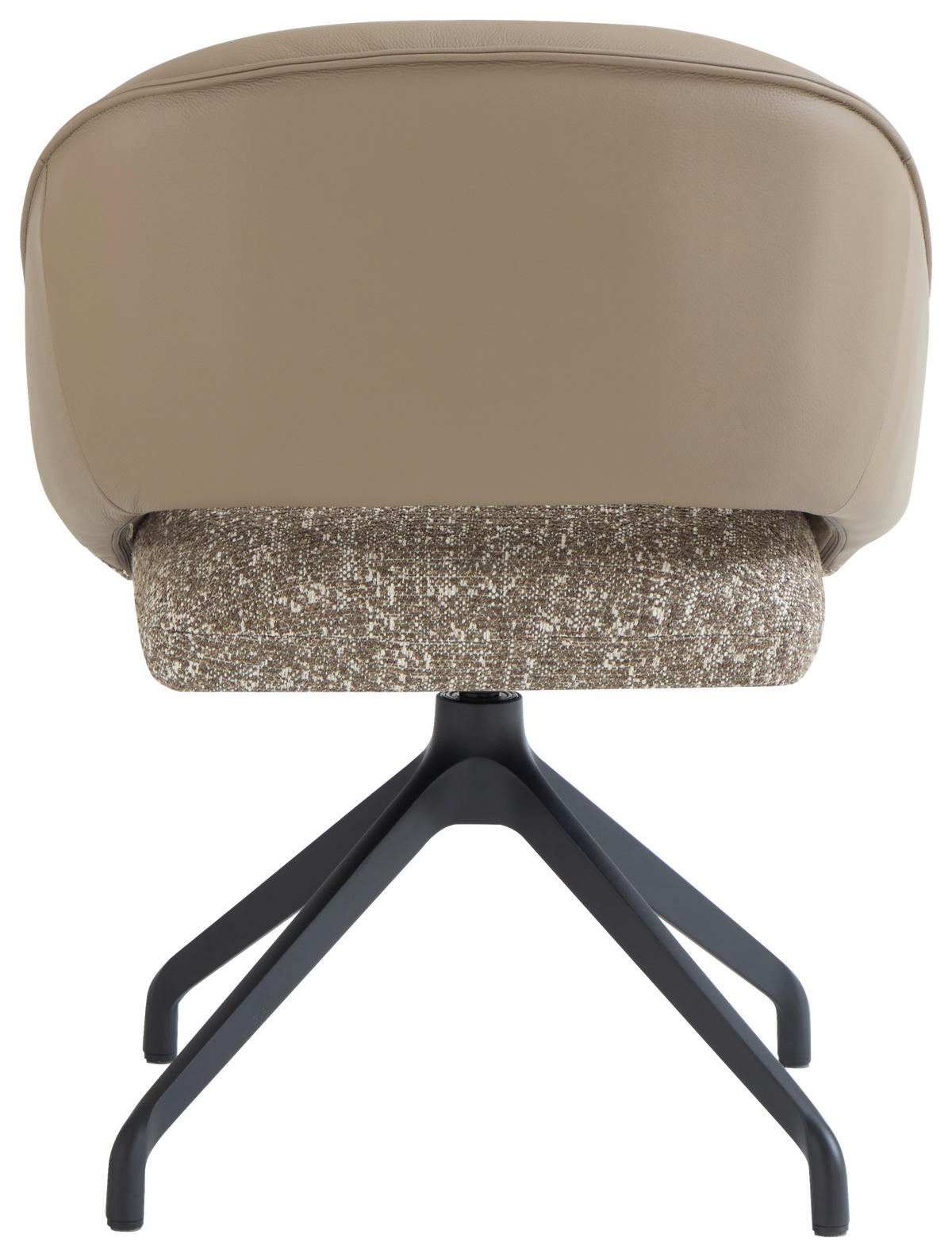 ARMLEHNSTUHL  Sitzfläche 360° drehbar, automatische Rückholfunktion Webstoff Echtleder  - Beige/Schwarz, Design, Leder/Textil (61/81/66cm) - Dieter Knoll