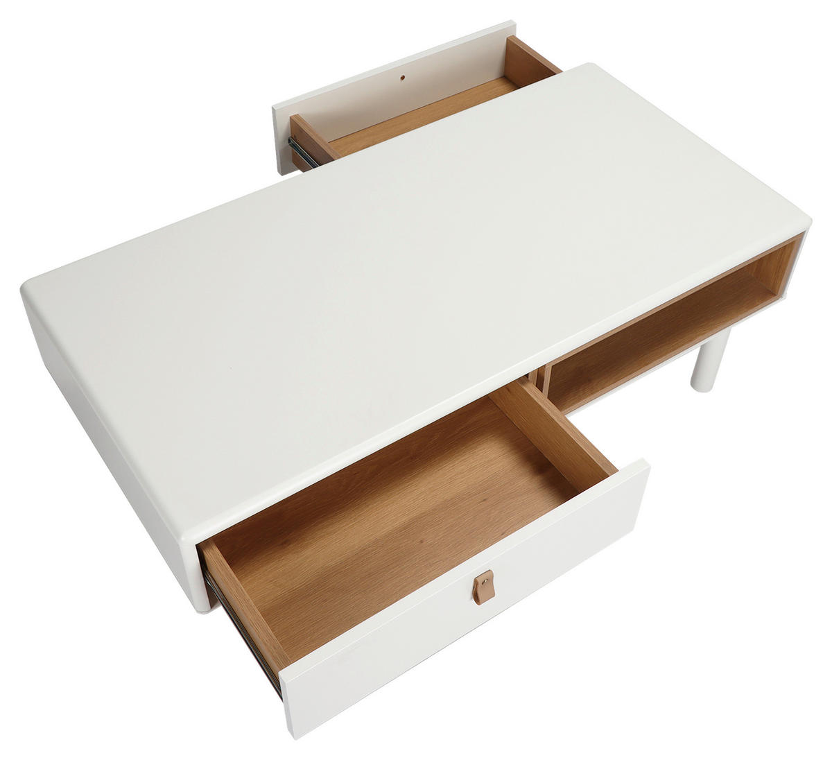 COUCHTISCH Eiche massiv 120/60/40 cm rechteckig Naturfarben, Weiß  - Braun/Weiß, Design, Holz/Holzwerkstoff (120/60/40cm) - Boxxx